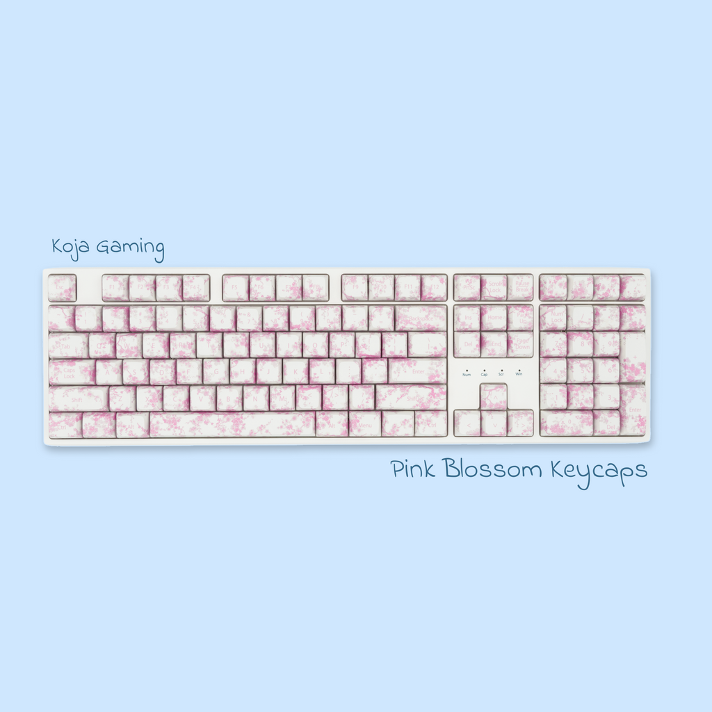 Pink Blossom keycaps featuring delicate floral designs. 