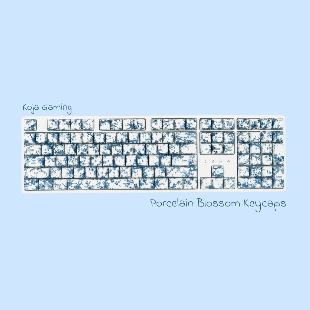 Blue Porcelain Flower Keycaps, inspired by blue and white Chinese Porcelain. 